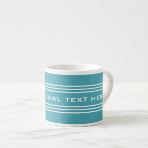 Tasse Expresso Turquoise Stripes Texte facultatif Musique personn