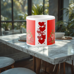 Tasse Expresso Valentines Jour Balayer Coeur Romantique Roses