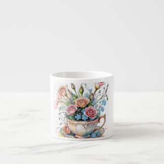 Tasse Expresso Vin floral Motif - Aquarelle douce Boho art