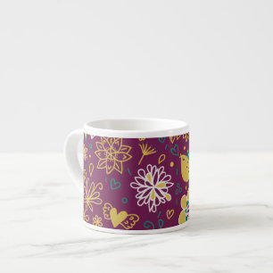 Tasse Expresso Vin Oiseaux et fleurs Whimsical