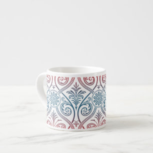 Tasse Expresso Vintage Damask Wallpaper - bleu violet rouge