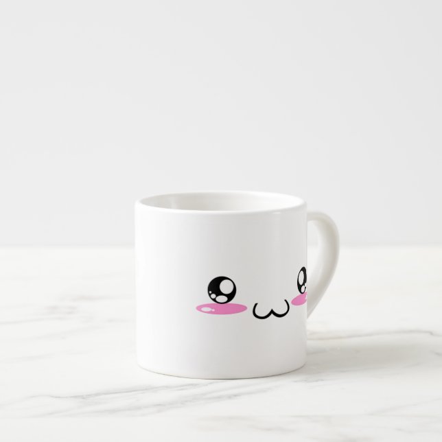 Tasse Expresso Visage japonais de sourire mignon d'émoticône de (Devant droit)