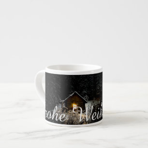 Tasse Expresso Vœux de Noël avec maison de sorcière