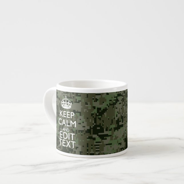 Tasse Expresso Votre texte Camouflage numérique Vert olive Conser (Devant gauche)