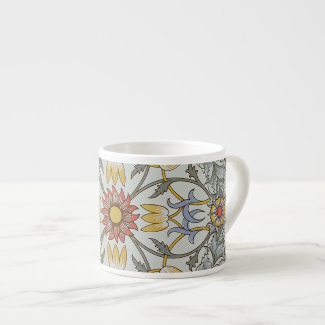 Tasse Expresso William Morris Floral Circle Flower Illustration (Devant droit)