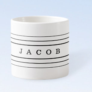 Tasse Expresso Your Custom Text & Modern Stripes Black & White