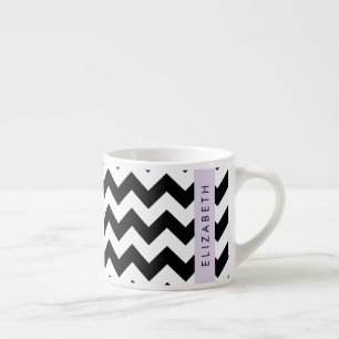 Tasse Expresso Zigzag noir et blanc, Motif Chevron, Votre nom