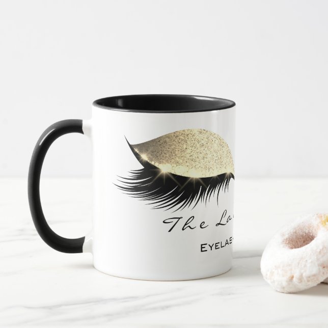 Tasse Eyelash Extention Beauty Studio White Gold Parties (Avec donut)