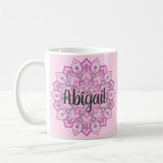 Tasse faite sur commande rose de mandala