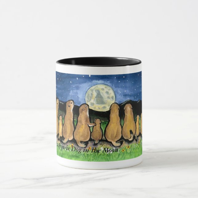 Tasse Familles de chien de prairie observant la lune, (Centre)