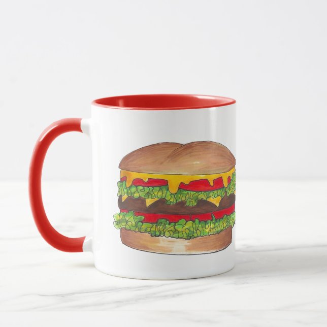 Tasse Fast Food Burger Hamburger Cheeseburger Bun Foodie (Gauche)