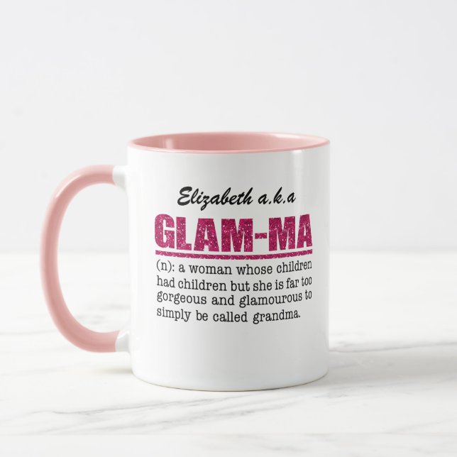 Tasse Faux Hot Pink Parties scintillant Glam-Ma (Gauche)