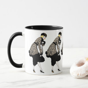 Tasse Femme Art Déco Vintage en veste imprimé léopard