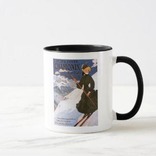 Tasse Femme en affiche verte de ski