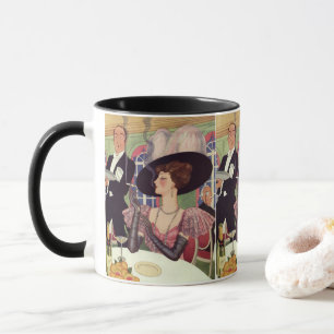 Tasse Femme vintage fumant une cigarette buvant du champ