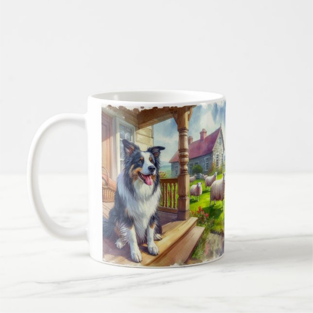 Tasse Ferme de moutons avec chien border collie (Gauche)