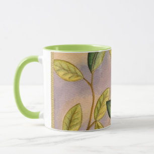 Tasse Feuille vert et jaune sur l'arrière - plan de