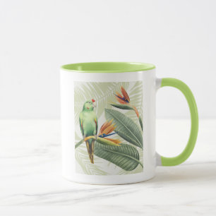 Tasse Feuilles de palmiers à oiseaux verts