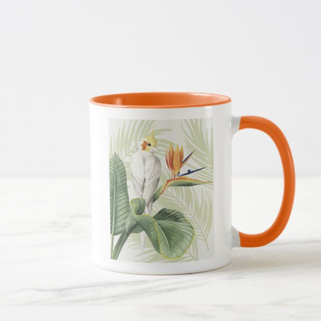 Tasse Feuilles De Palmiers Avec Oiseau Blanc (Droite)