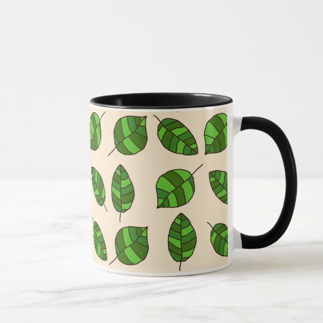 Tasse Feuilles d'été Motif de la feuille verte sur n'imp (Droite)