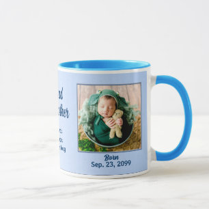 Tasse Fier Godmère Bleu Nouveau bébé avec photo