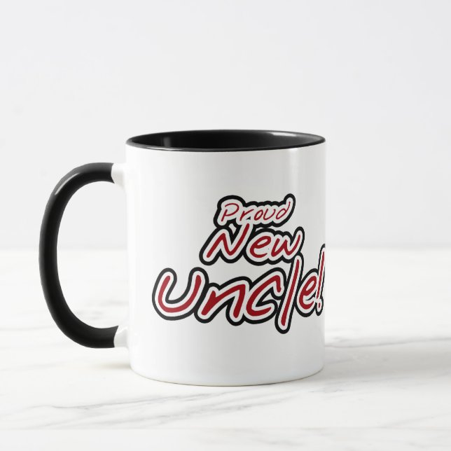 Tasse Fier nouvel oncle - Texte rouge et noir (Gauche)