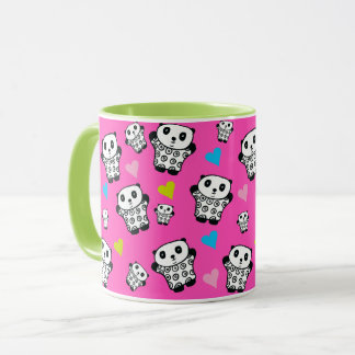 Tasse Fille rose mignonne Kawaii Panda Ours Coeurs d'amo