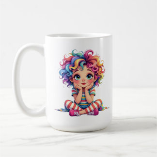 Tasse Fillette espiègle aux cheveux multic