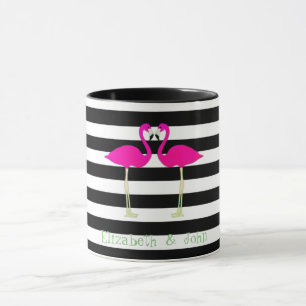 Tasse Flamants roses, rayures noires et blanches, person