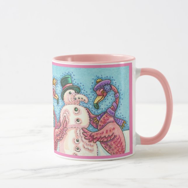 Tasse Flamants roses roses construction Snowman CHRISTMA (Droite)