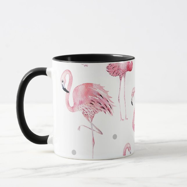 Tasse Flamants roses roses Gris Pois Chic Motif (Gauche)