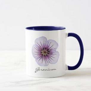 Tasse Fleur bleu-clair botanique de géranium avec le nom