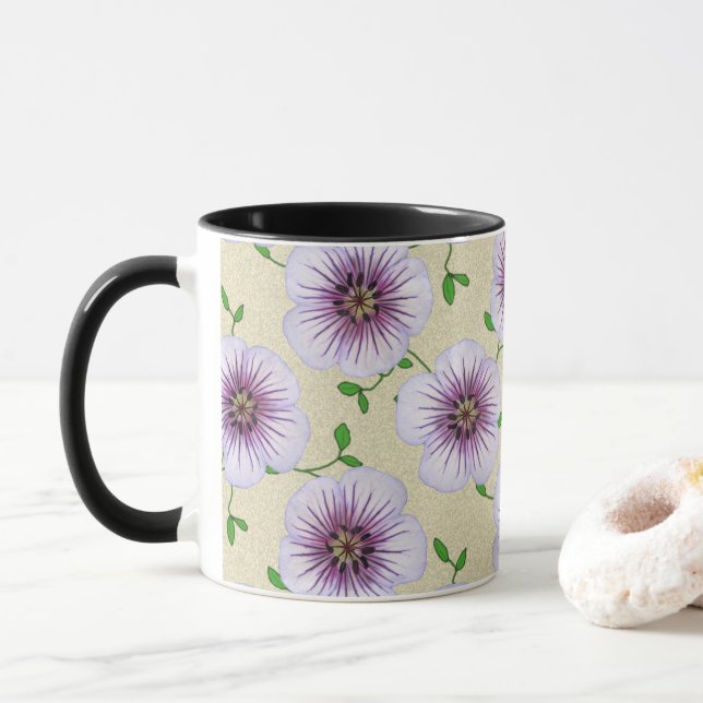 Tasse Fleur bleue botanique d'été doux (Avec donut)