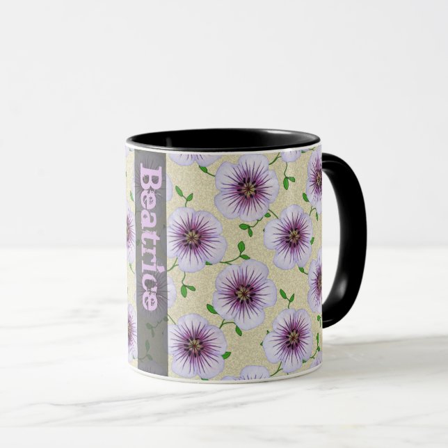 Tasse Fleur bleue botanique d'été doux avec le nom (Devant droit)