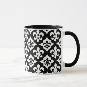 Tasse Fleur De Lis Blanc Noir Motif