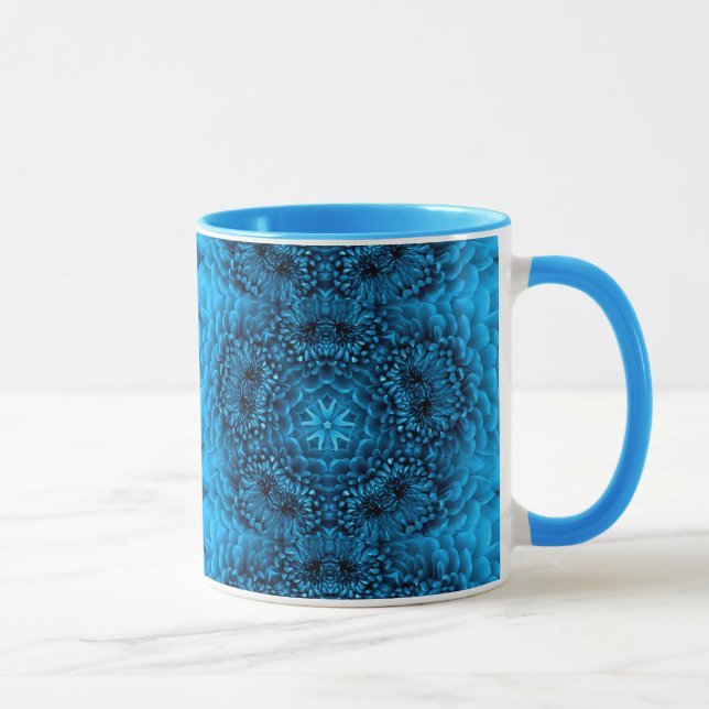 Tasse FLEURS BLEU DAHLIA Abstrait Floral (Droite)