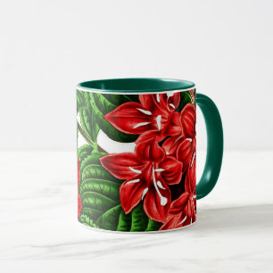 Tasse Fleurs de gingembre rouge, imprimé vintage