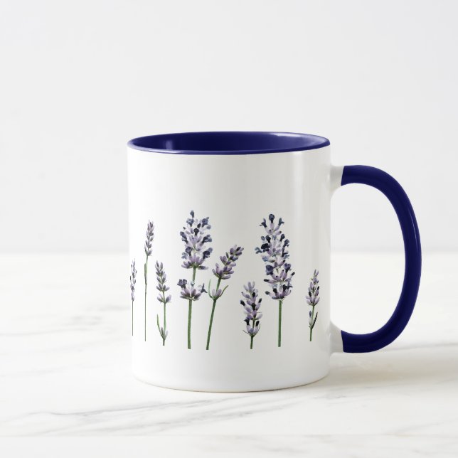 Tasse Fleurs florales pourpres de Lavendar | en pastel (Droite)