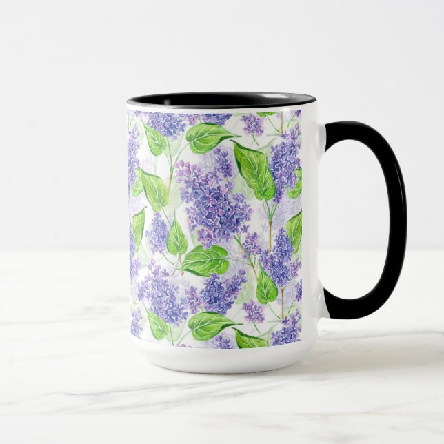 Tasse Fleurs lilas aquarelles (Droite)
