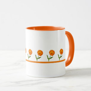 Tasse - Fleurs orange sur une ligne