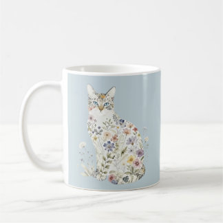 Tasse Fleurs Sauvages Silhouette de Chat
