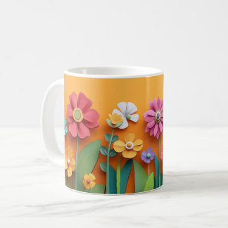 Tasse florale avec fleurs botaniques colorées, cad