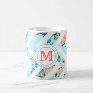 Tasse florale bleue de classique de motif de