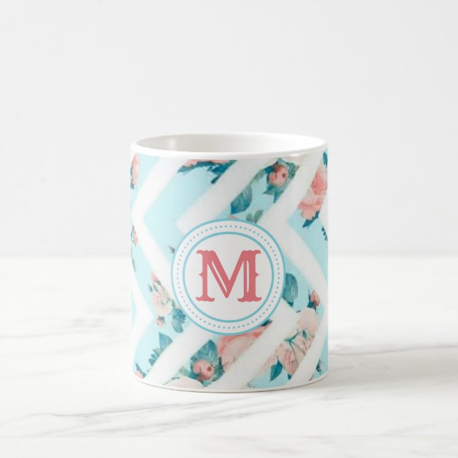 Tasse florale bleue de classique de motif de (Centre)
