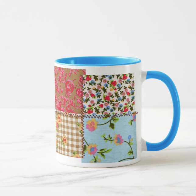 Tasse florale de motif de patchwork de tissu (Droite)