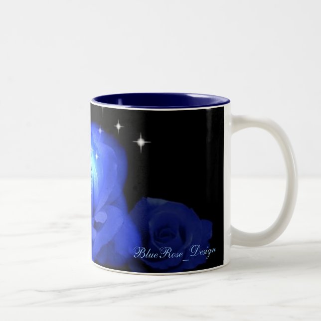 Tasse florale de motif de rose de bleu (Droit)