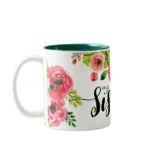 Tasse florale de soeur de belle aquarelle colorée