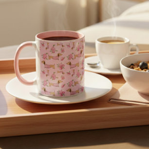 Tasse florale de teckel pour des mamans de Doxie