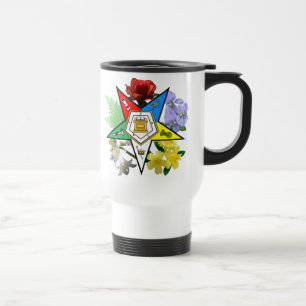 Tasse florale de voyage d'emblème d'OES