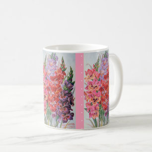 Tasse florale d'heureux étiquette vintage de caf